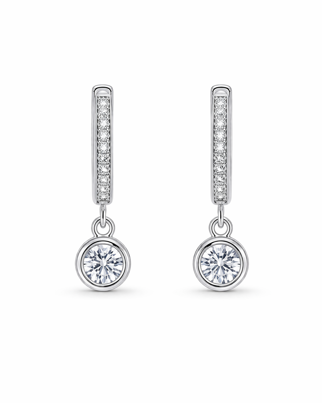 Michelle Huggies Earrings With Zc Sterling Silver 925 - 11 mm