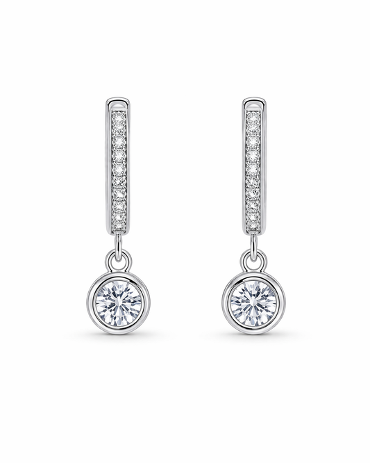Michelle Huggies Earrings With Zc Sterling Silver 925 - 11 mm