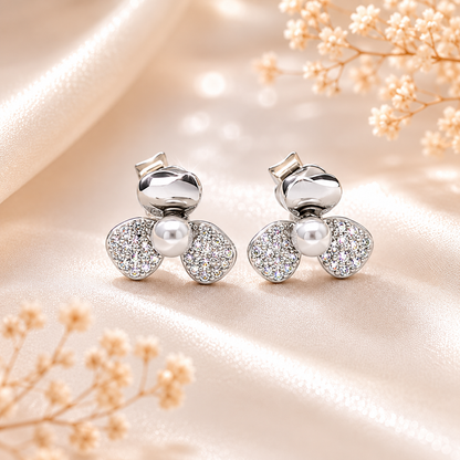 Bloom Pearl  Stud - Earring Sterling Silver 925 - 8mm