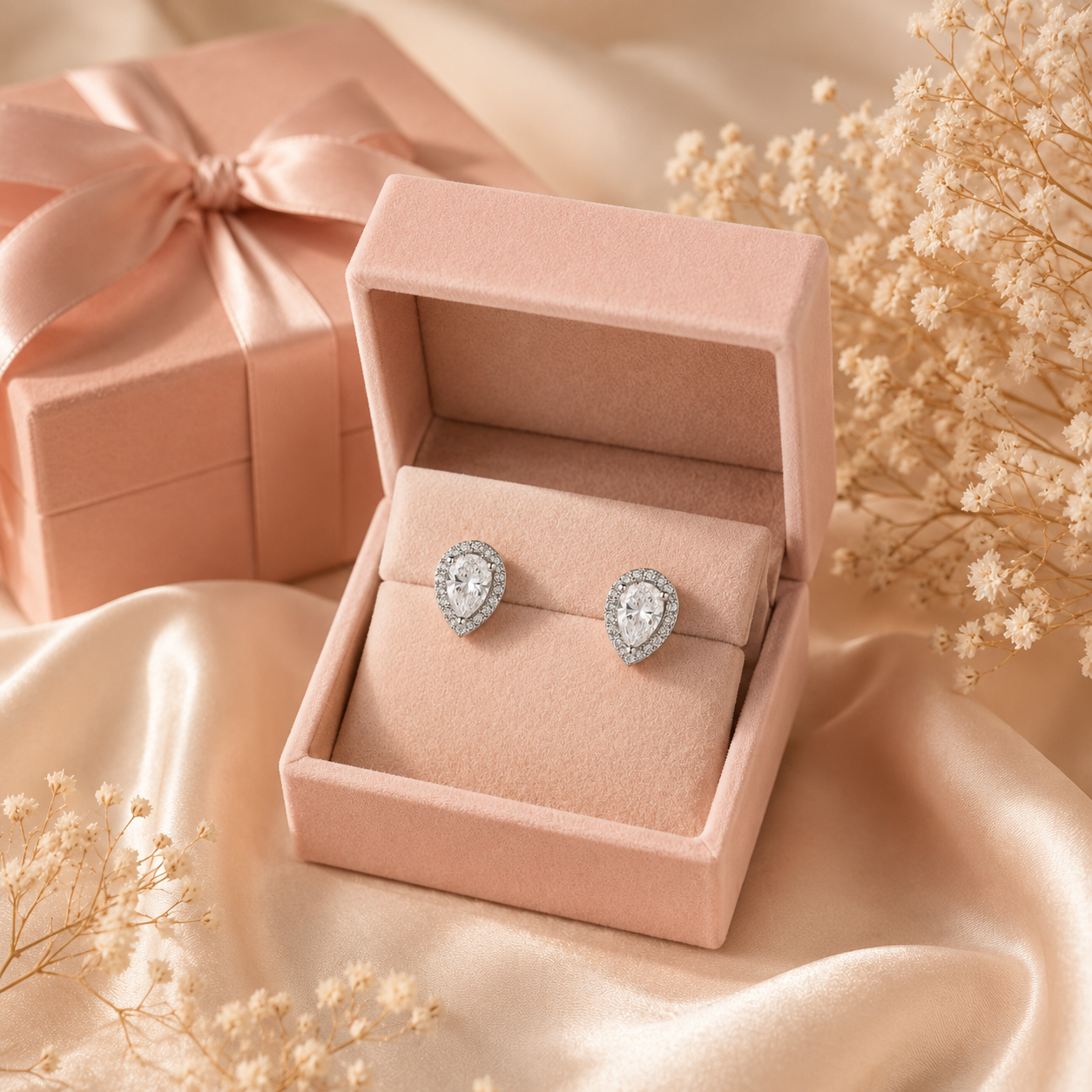 Luna Pear Zirconia Stud Earrings - 925 Sterling Silver- 10mm