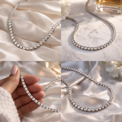 Vera Tennis Necklace - Sterling Silver 925
