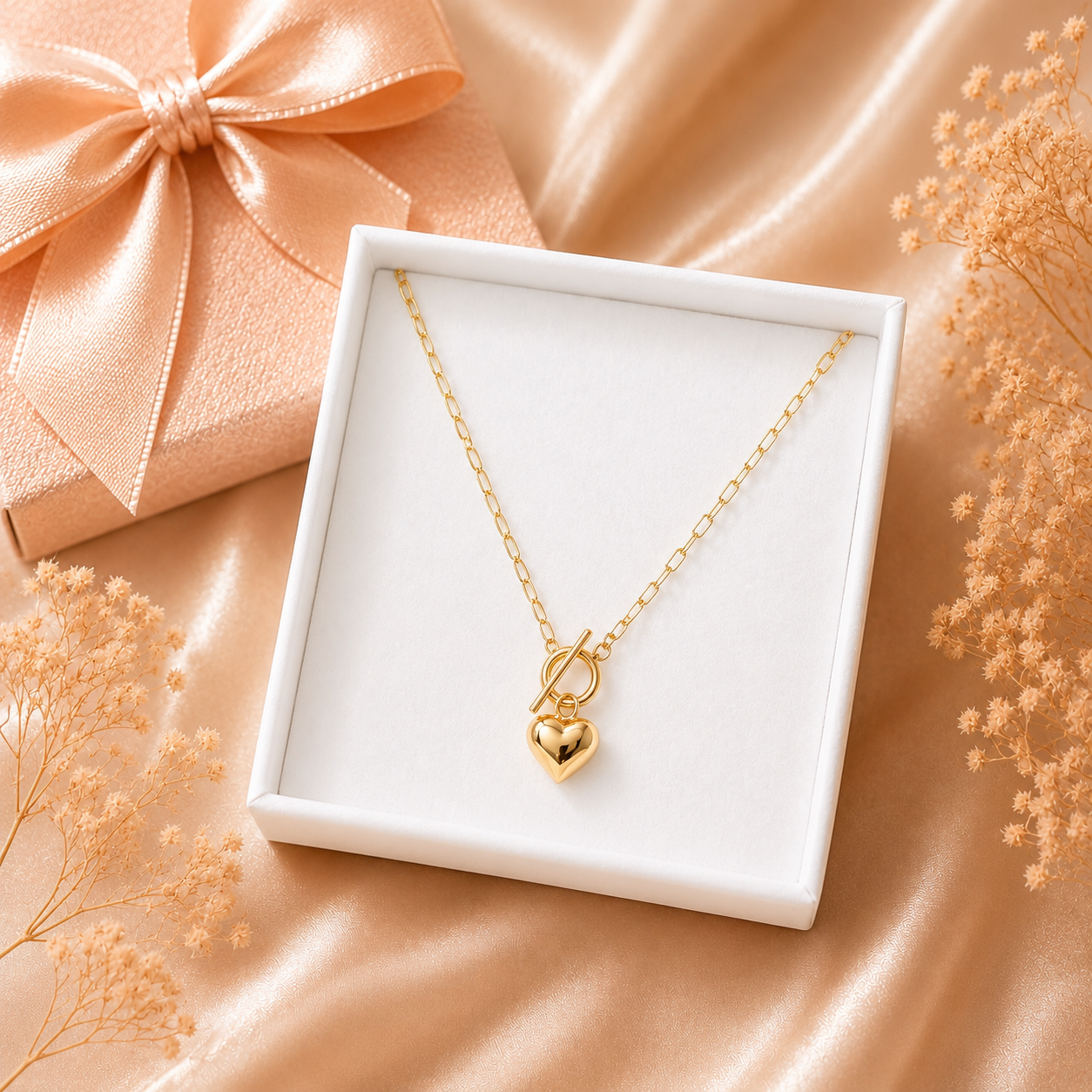 Golden Love Paperclip Necklace - 925 Sterling Silver