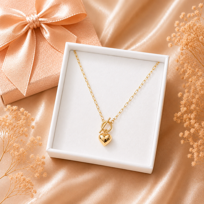 Golden Love Paperclip Necklace - 925 Sterling Silver