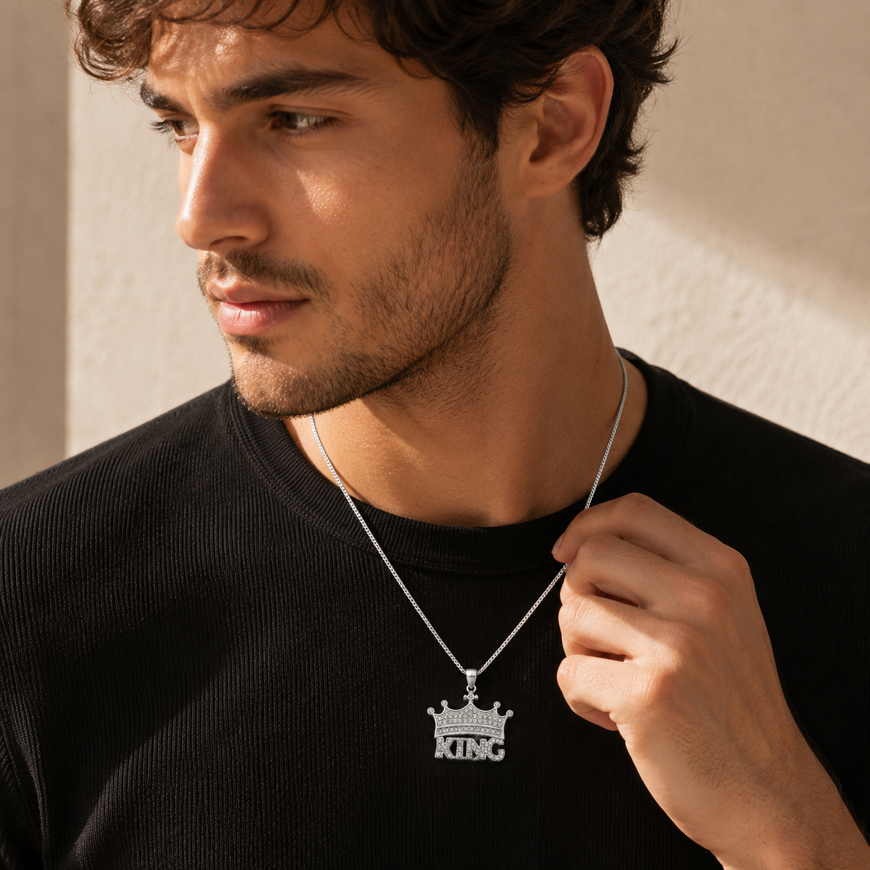 King Crown Pendant 925 Sterling Silver -25mm
