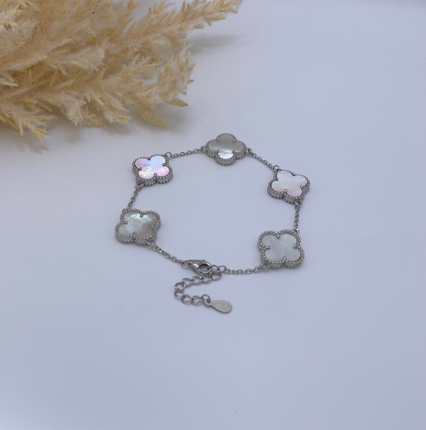 Pink-White Clover Bracelet