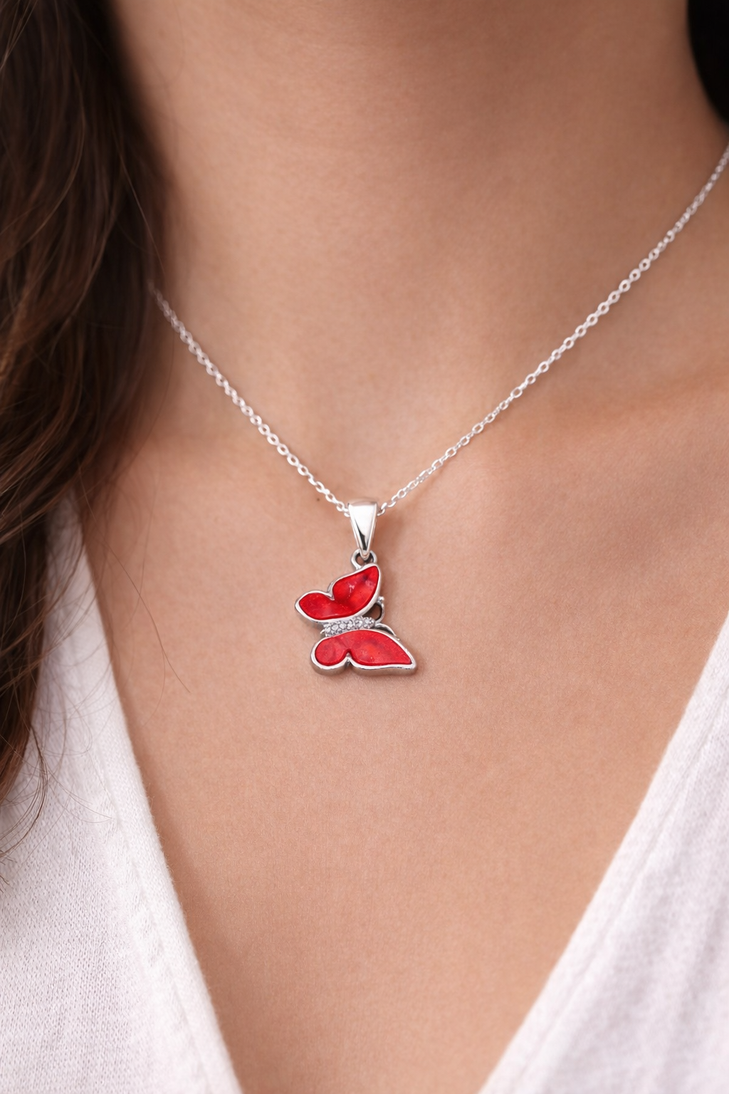 Butterfly Pendant 925 Sterling Silver Available in color Purple , Red