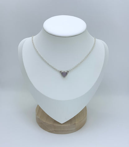 Pink Heart Necklace Sterling Silver 925