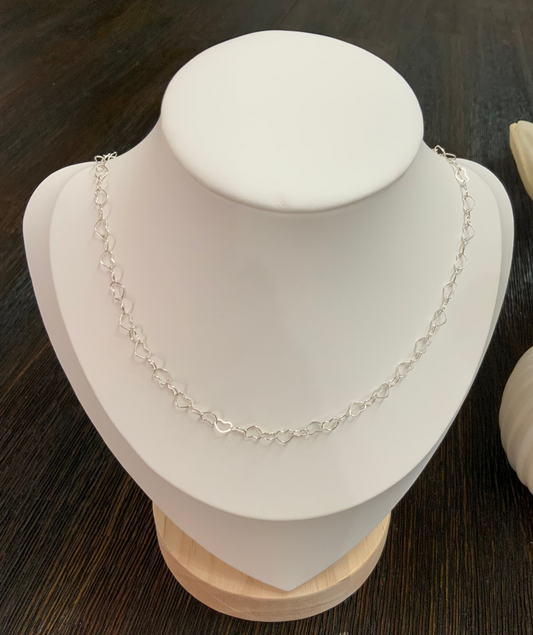 Heart Chain Necklace Sterling Silver 925 18”