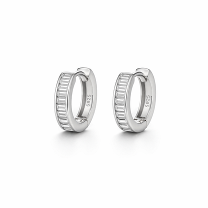 Angela Huggies Earrings With Zc Sterling Silver 925 - 14 mm