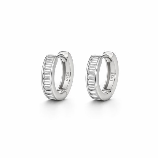 Angela Huggies Earrings With Zc Sterling Silver 925 - 14 mm