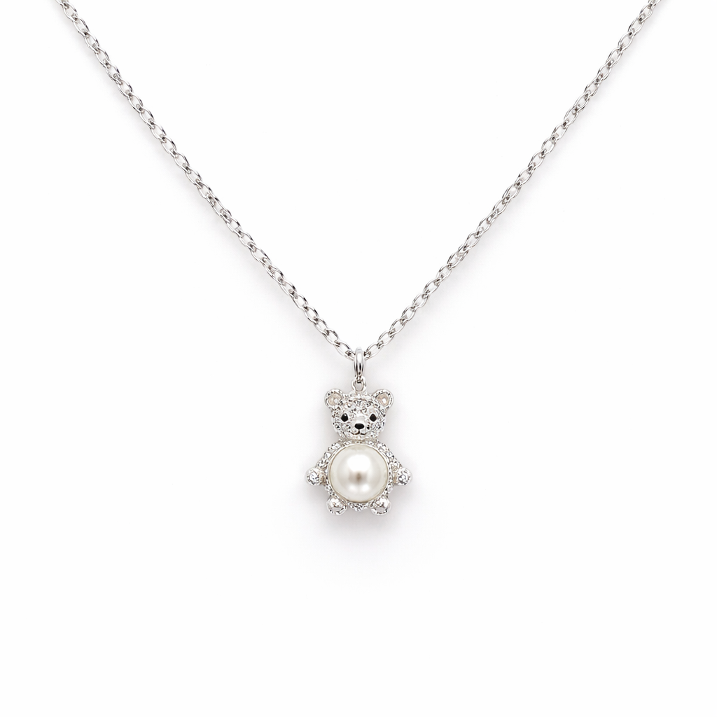 Teddy Bear Necklace Sterling Silver 925-15mm