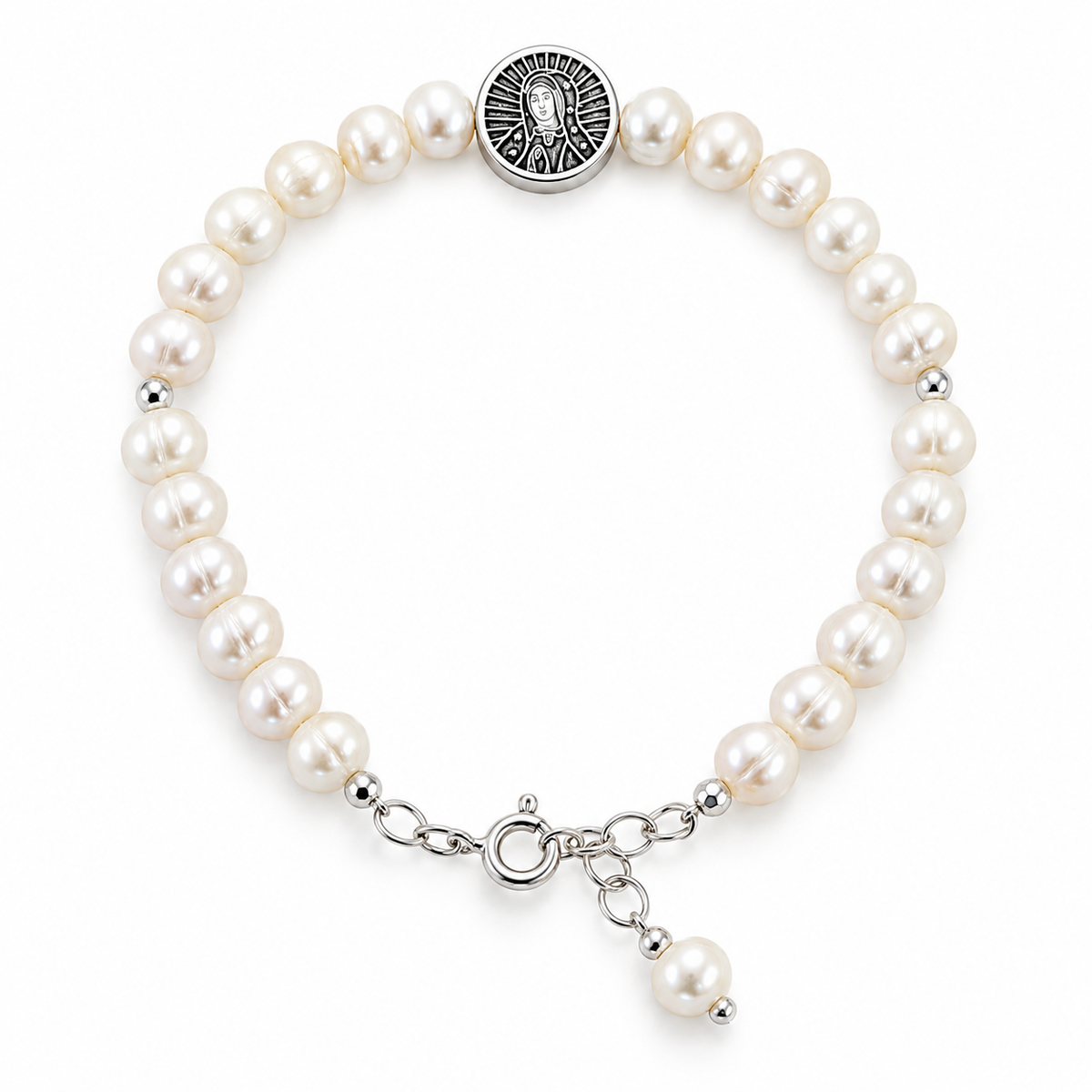 Our Lady of Guadalupe Pearl Bracelet – Sterling Silver 925