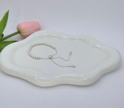 Beaded Adjustable Bracelet Sterling Silver 925