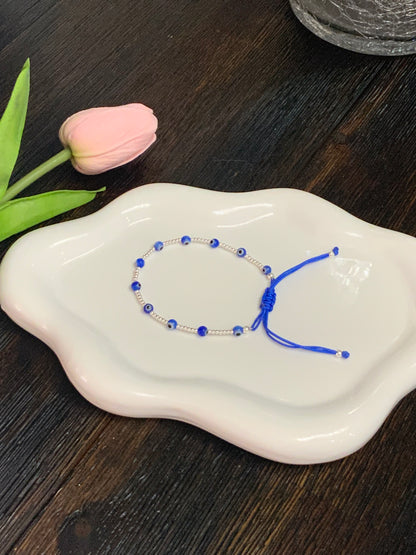 Evil Eye Bracelet Adjustable Sterling Silver 925