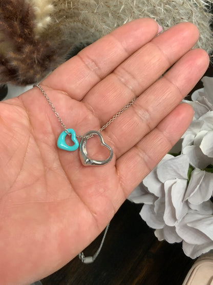 Open Heart Turquoise Necklace Sterling Silver 925