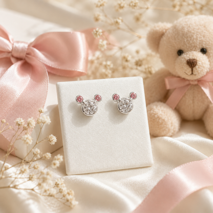 Pink Princess Crystal Stud Earrings 925 Sterling Silver - 8mm