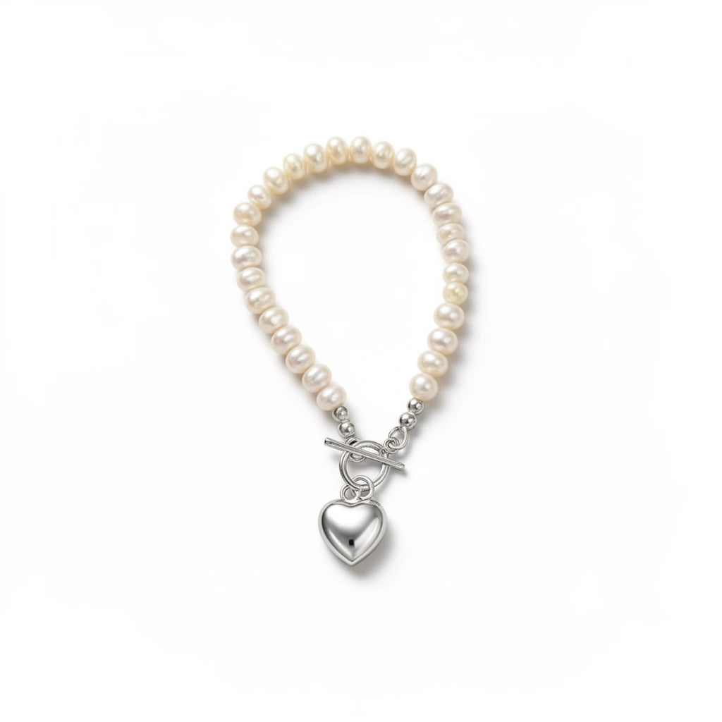 Valentina Heart   Pearl Bracelet Sterling Silver 925