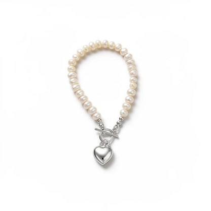 Valentina Heart   Pearl Bracelet Sterling Silver 925