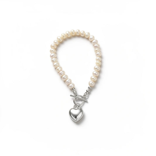 Valentina Heart   Pearl Bracelet Sterling Silver 925