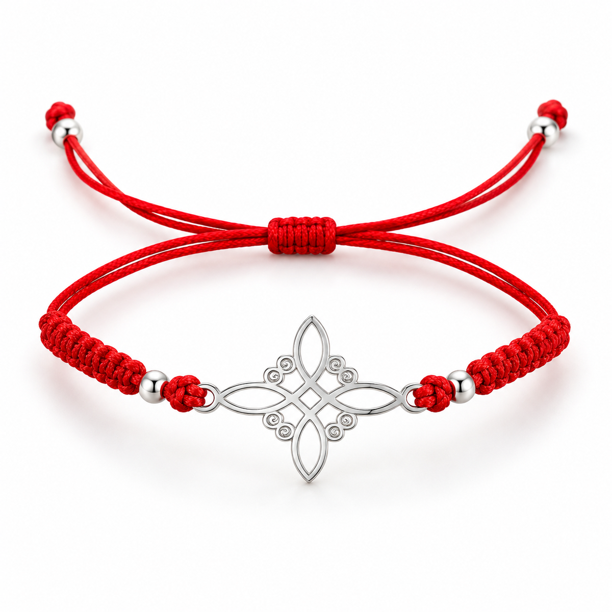 Witch’s Knot Red String Bracelet – Sterling Silver 925