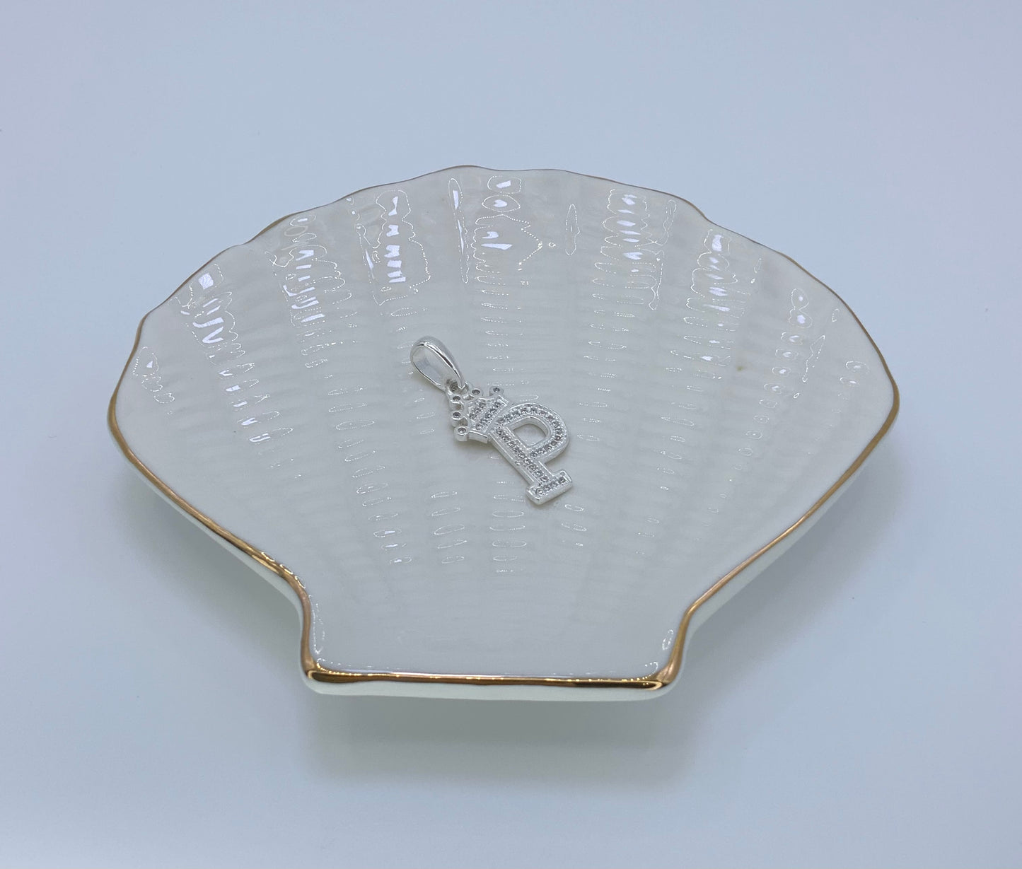 Initial with Crown Pendant CZ Sterling Silver 925