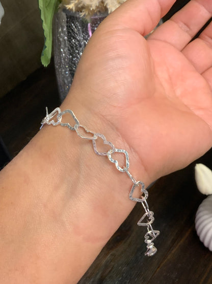 Forever Hearts Bracelet (6mm) Sterling Silver 925- 7 “