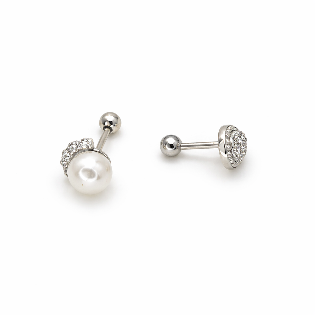 Pearl Glow Stud Earring - Sterling Silver 925- 7.5mm