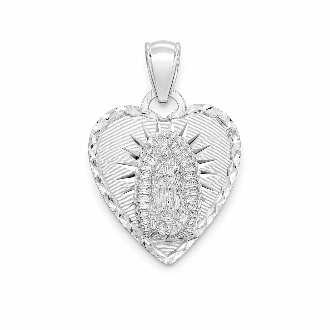 Our Lady of Guadalupe Heart Pendant – Sterling Silver 925-30mm