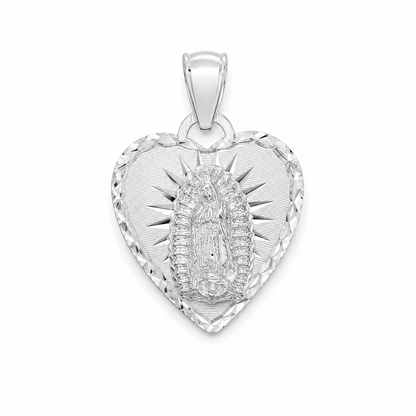 Our Lady of Guadalupe Heart Pendant – Sterling Silver 925-30mm