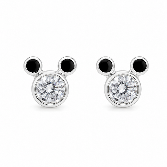 Princess Crystal Stud Earrings 925 Sterling Silver - 8mm