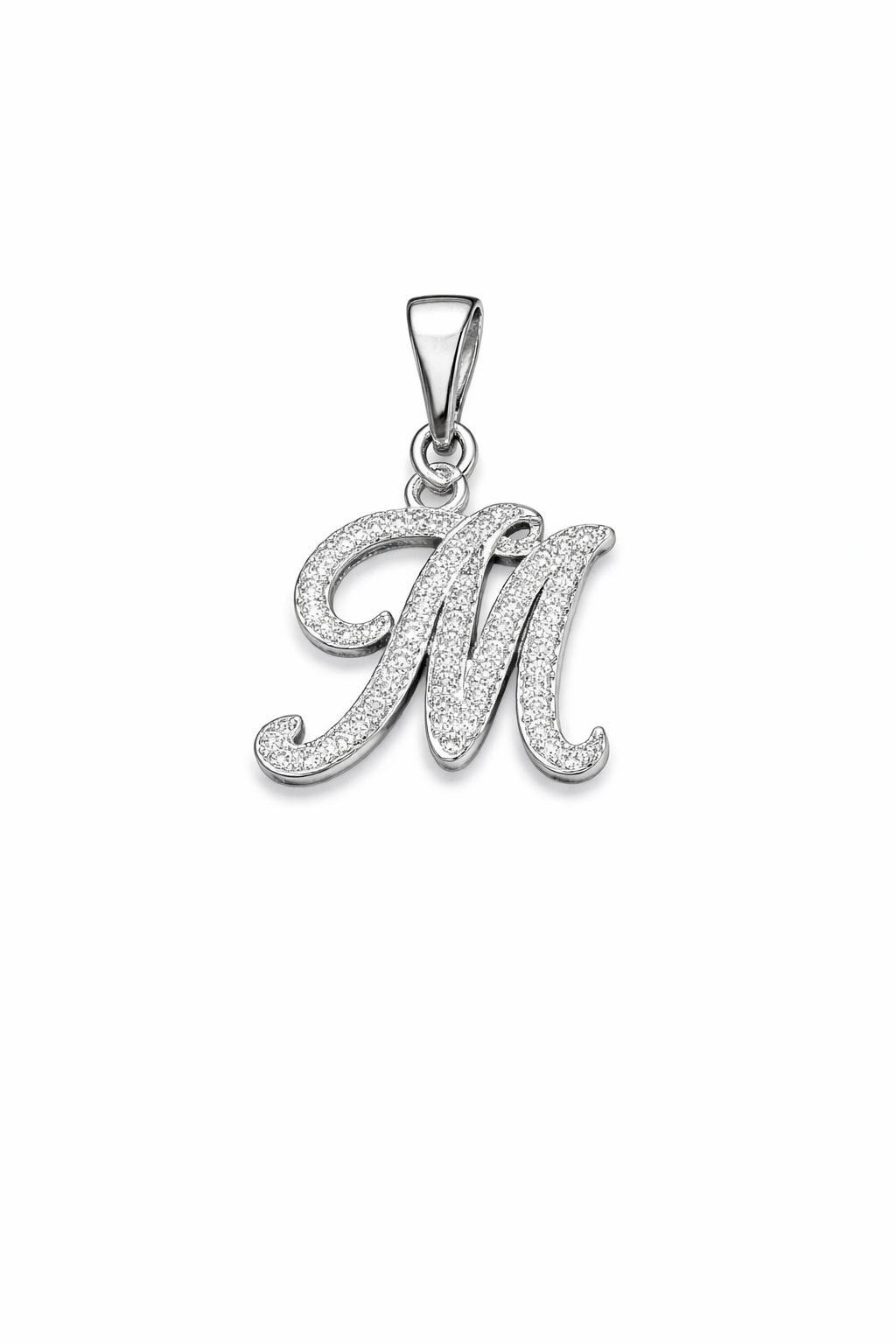 Initial Pendant CZ Sterling Silver 925 - 0.85”