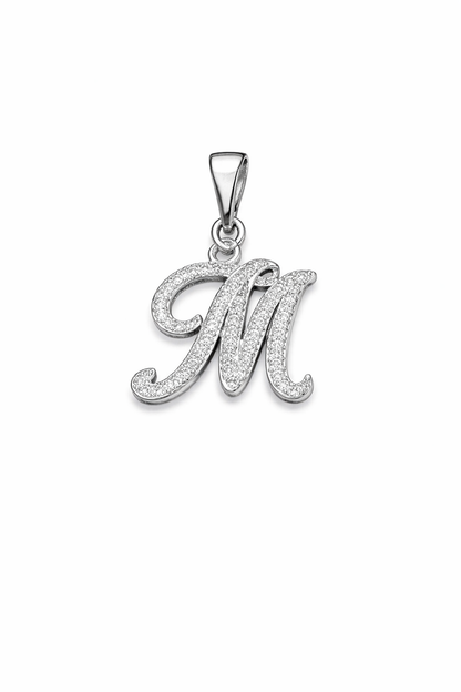 Initial Pendant CZ Sterling Silver 925 - 0.85”