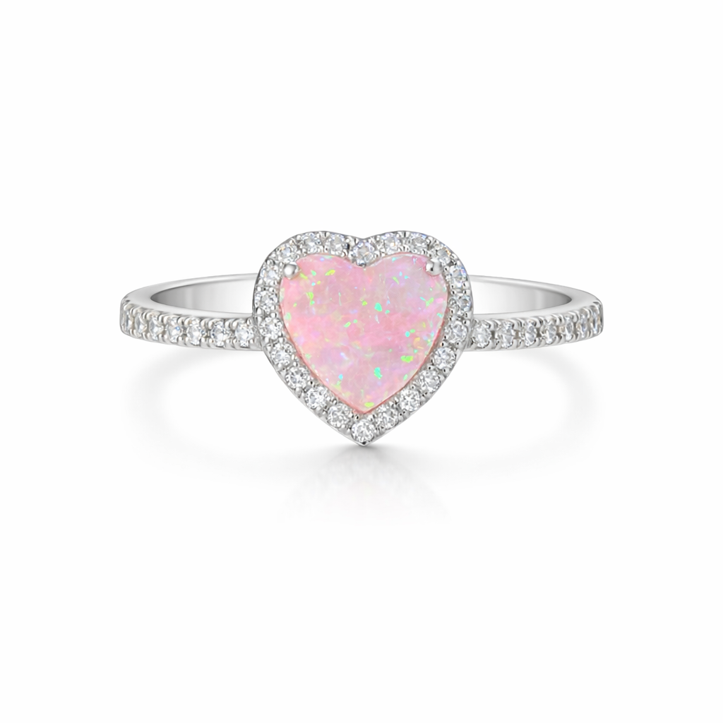 Sweetheart Opal Ring 925 Sterling Silver