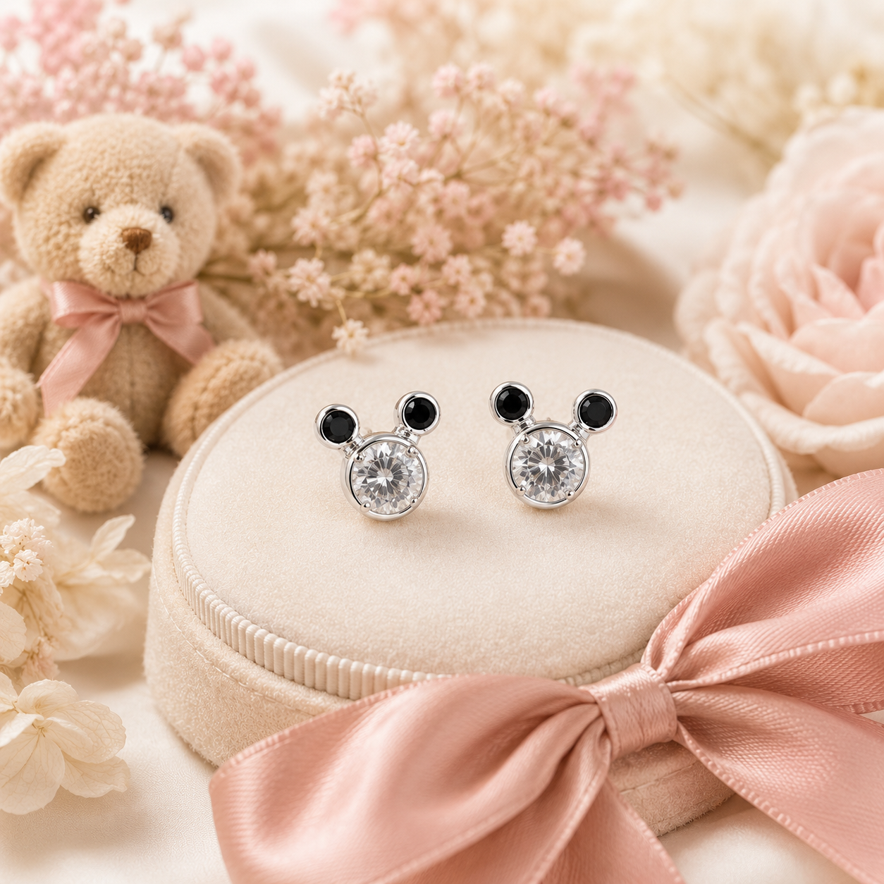 Princess Crystal Stud Earrings 925 Sterling Silver - 8mm