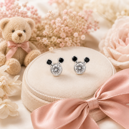 Princess Crystal Stud Earrings 925 Sterling Silver - 8mm