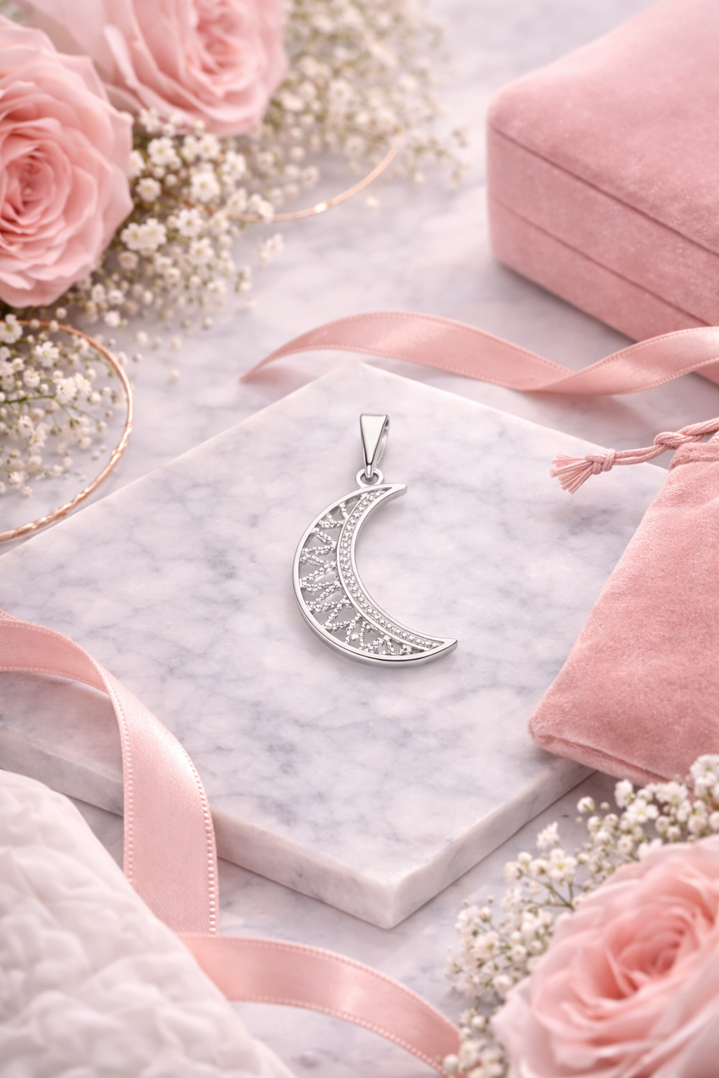 Moon Pendant with CZ