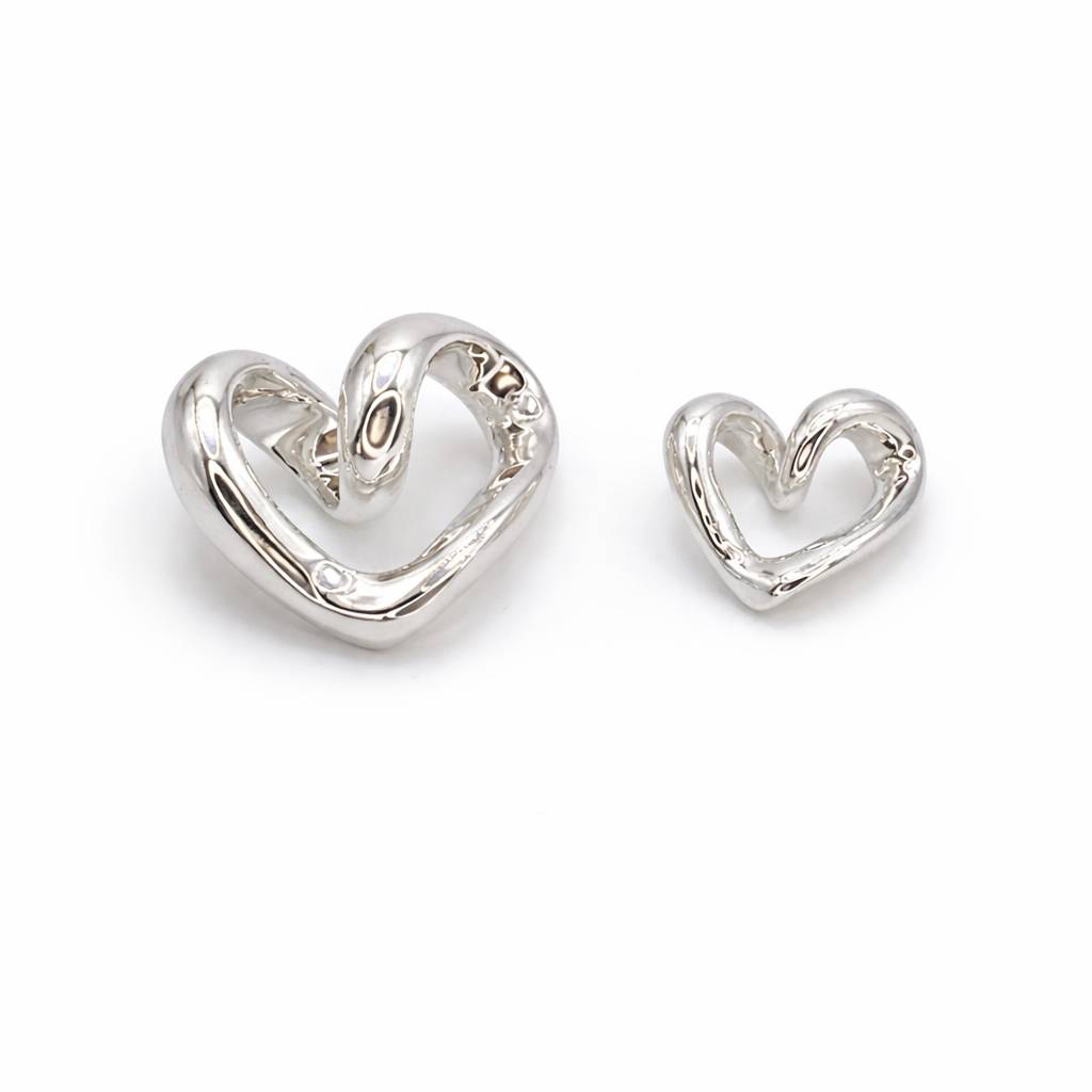 Organically Shaped Heart Pendant Sterling Silver 925