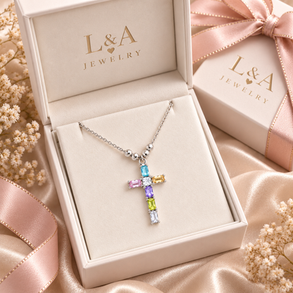 Faith & Sparkle  Cross Necklace 925 Sterling Silver -27mm -18mm