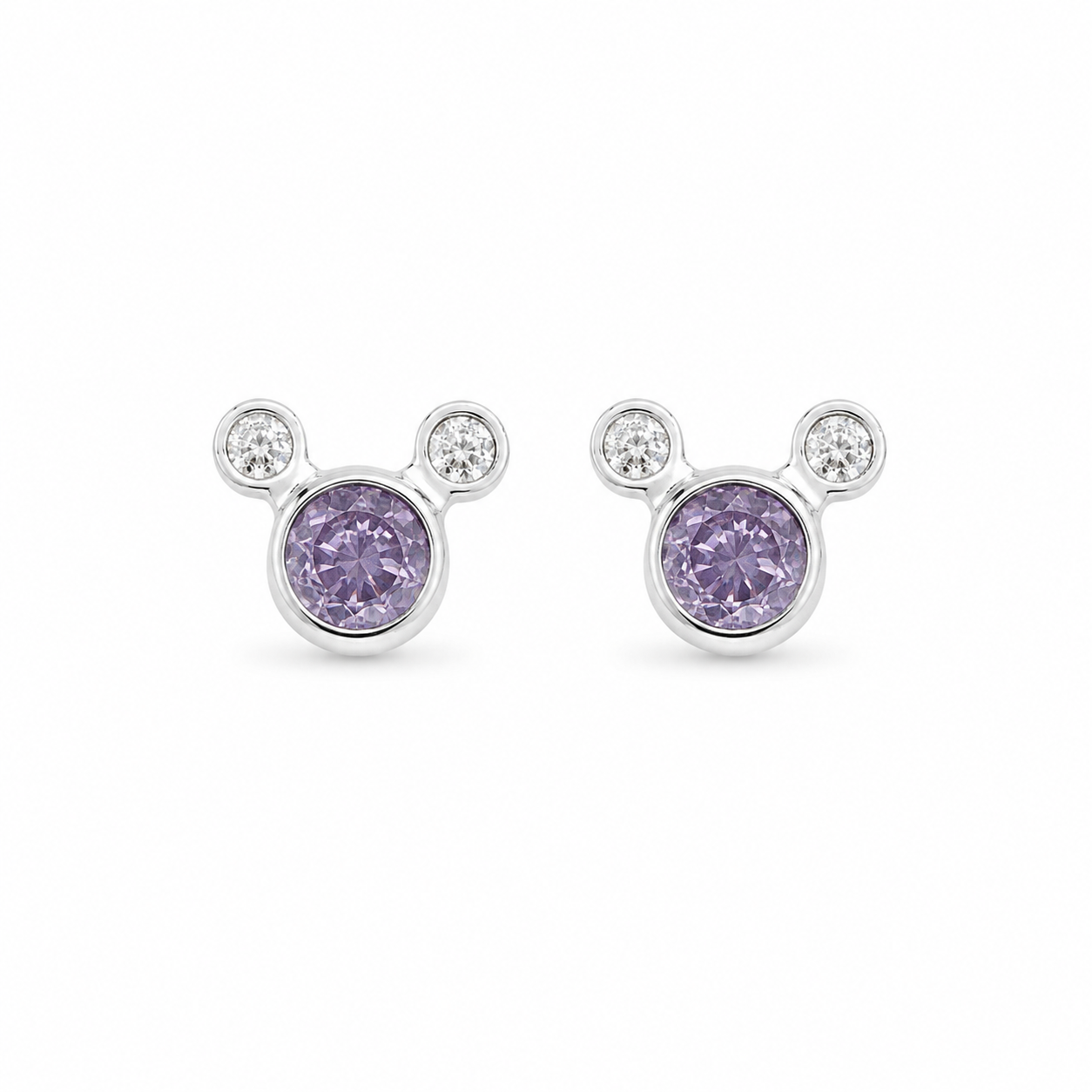 Purple Princess Crystal Stud Earrings 925 Sterling Silver - 8mm