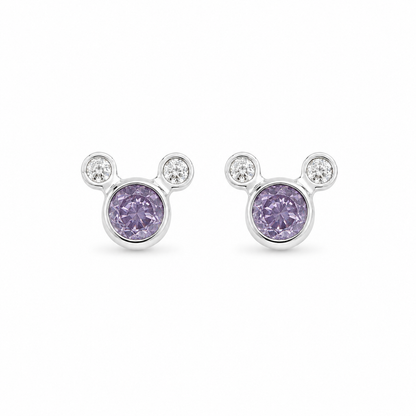 Purple Princess Crystal Stud Earrings 925 Sterling Silver - 8mm