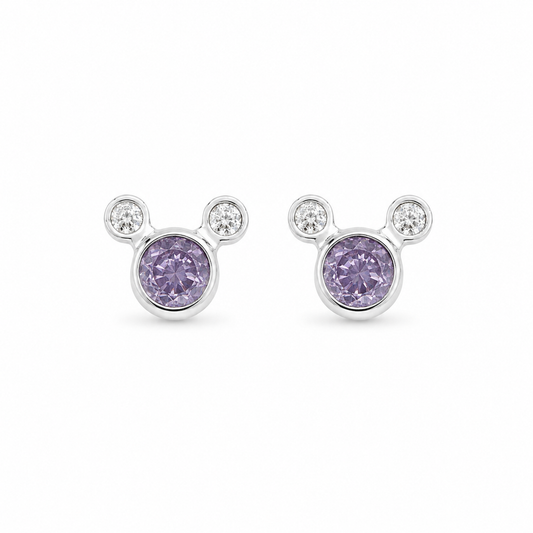 Purple Princess Crystal Stud Earrings 925 Sterling Silver - 8mm