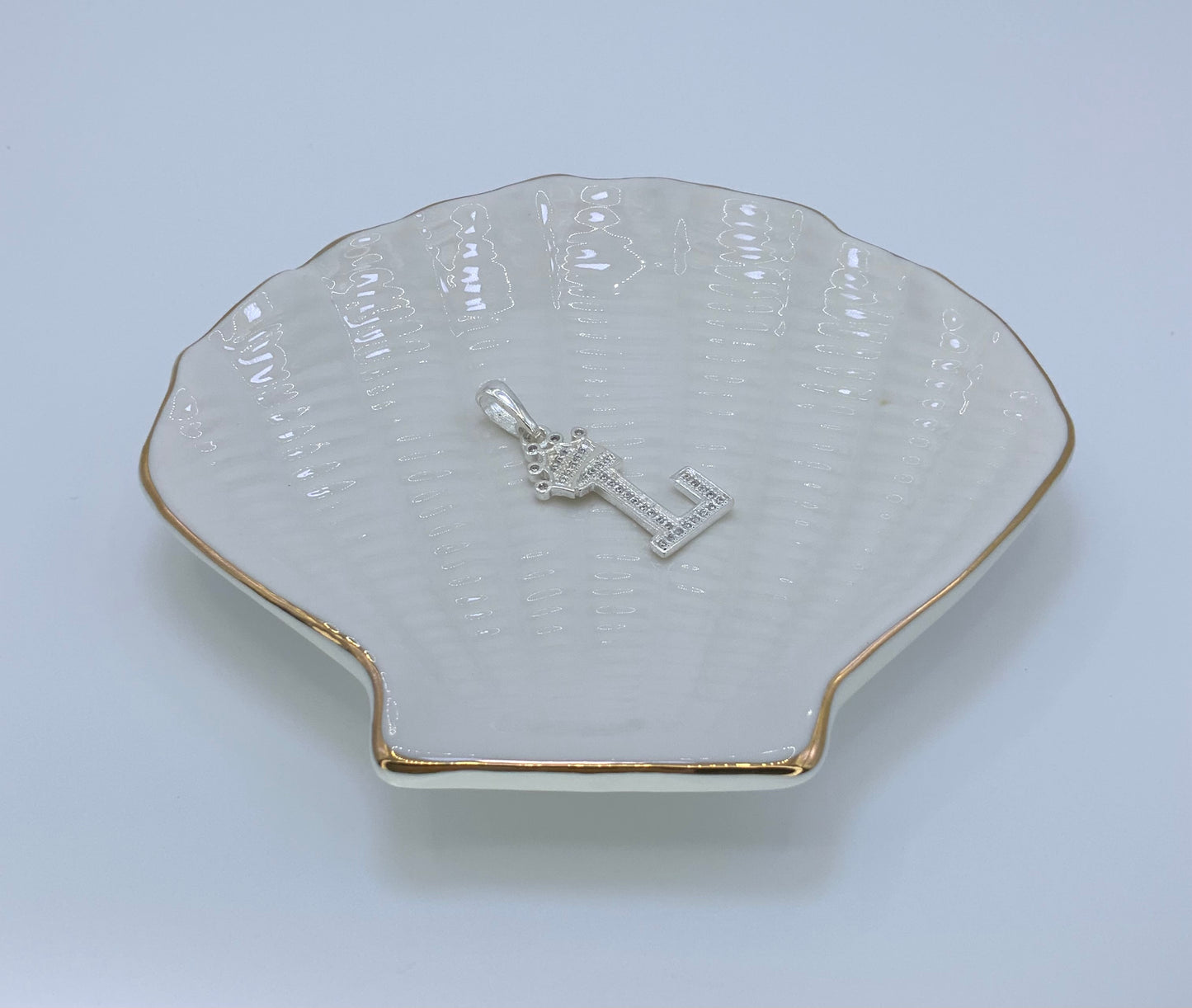 Initial with Crown Pendant CZ Sterling Silver 925