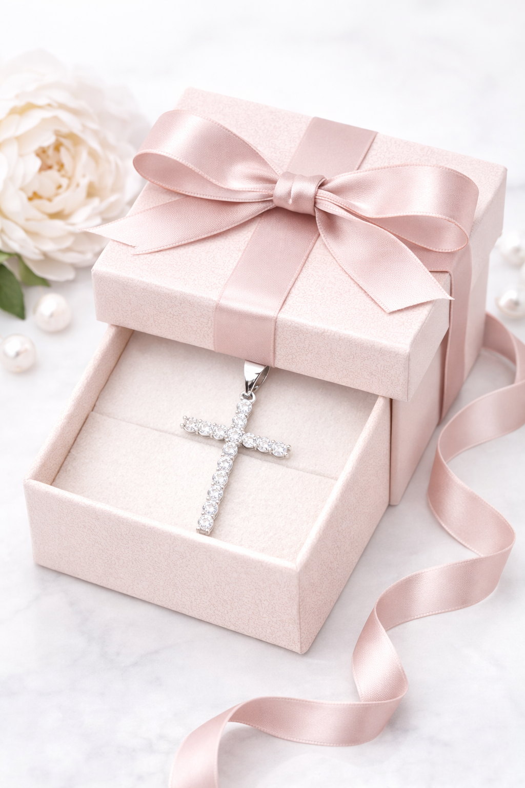 Cross Pendant with Cz 925 Sterling Silver-1.8”