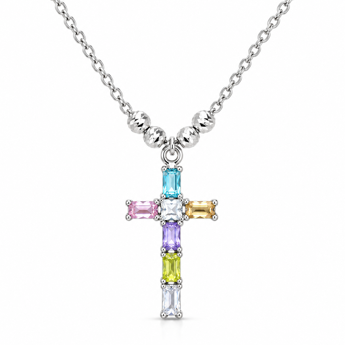 Faith & Sparkle  Cross Necklace 925 Sterling Silver -27mm -18mm