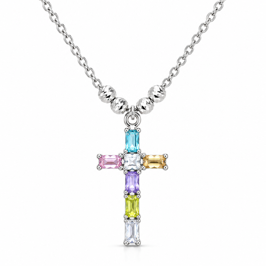 Faith & Sparkle  Cross Necklace 925 Sterling Silver -27mm -18mm