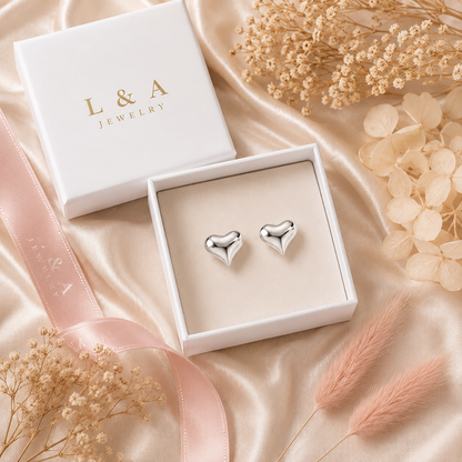 Giulia Stud Heart Earrings Sterling Silver 925 - 10.5mm