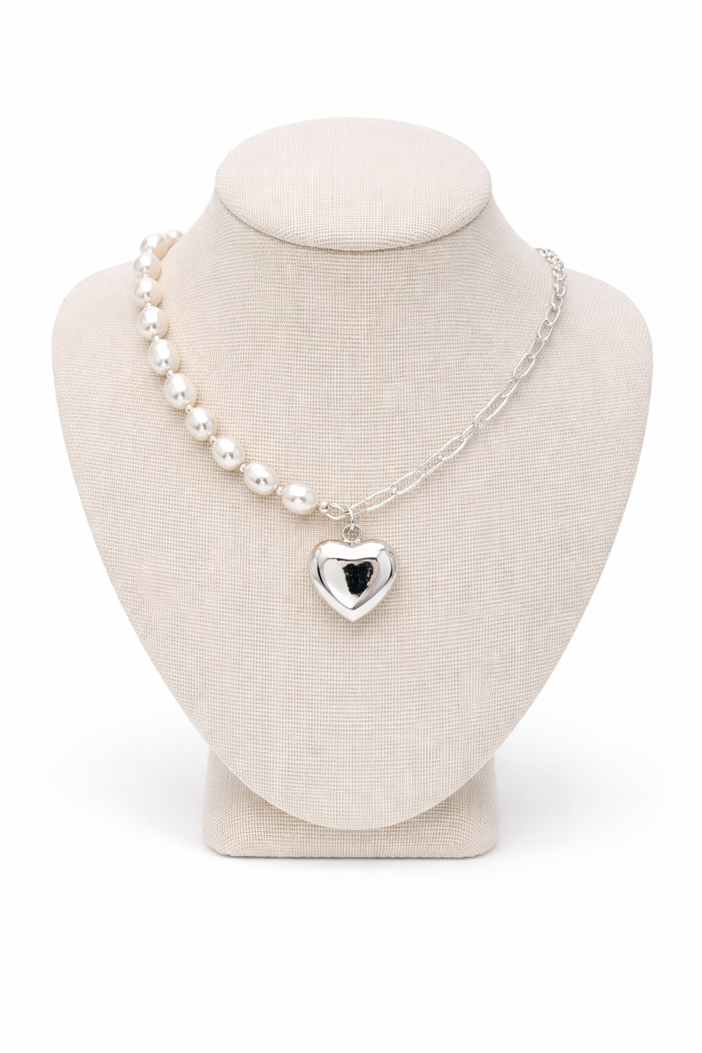 Valentina Pearl Heart Necklace - Sterling Silver 925