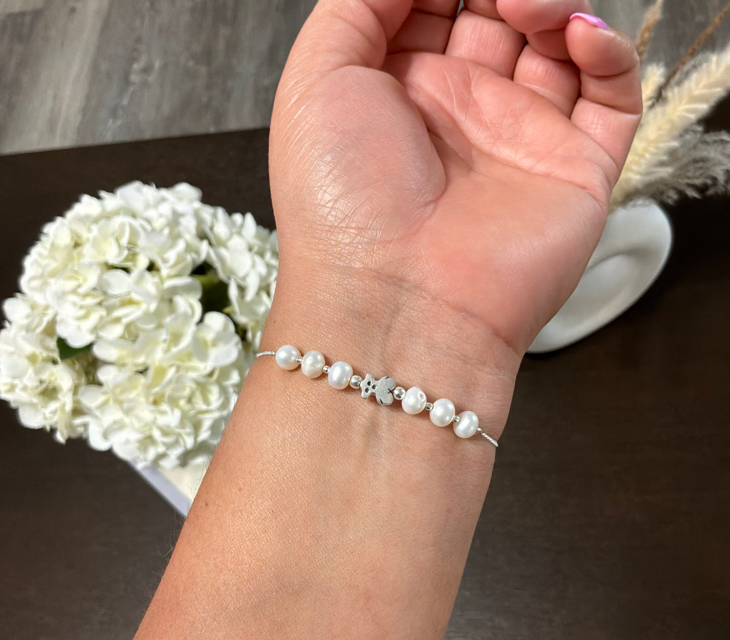 Teddy Pearl Bracelet - Sterling Silver 925- Adjustable