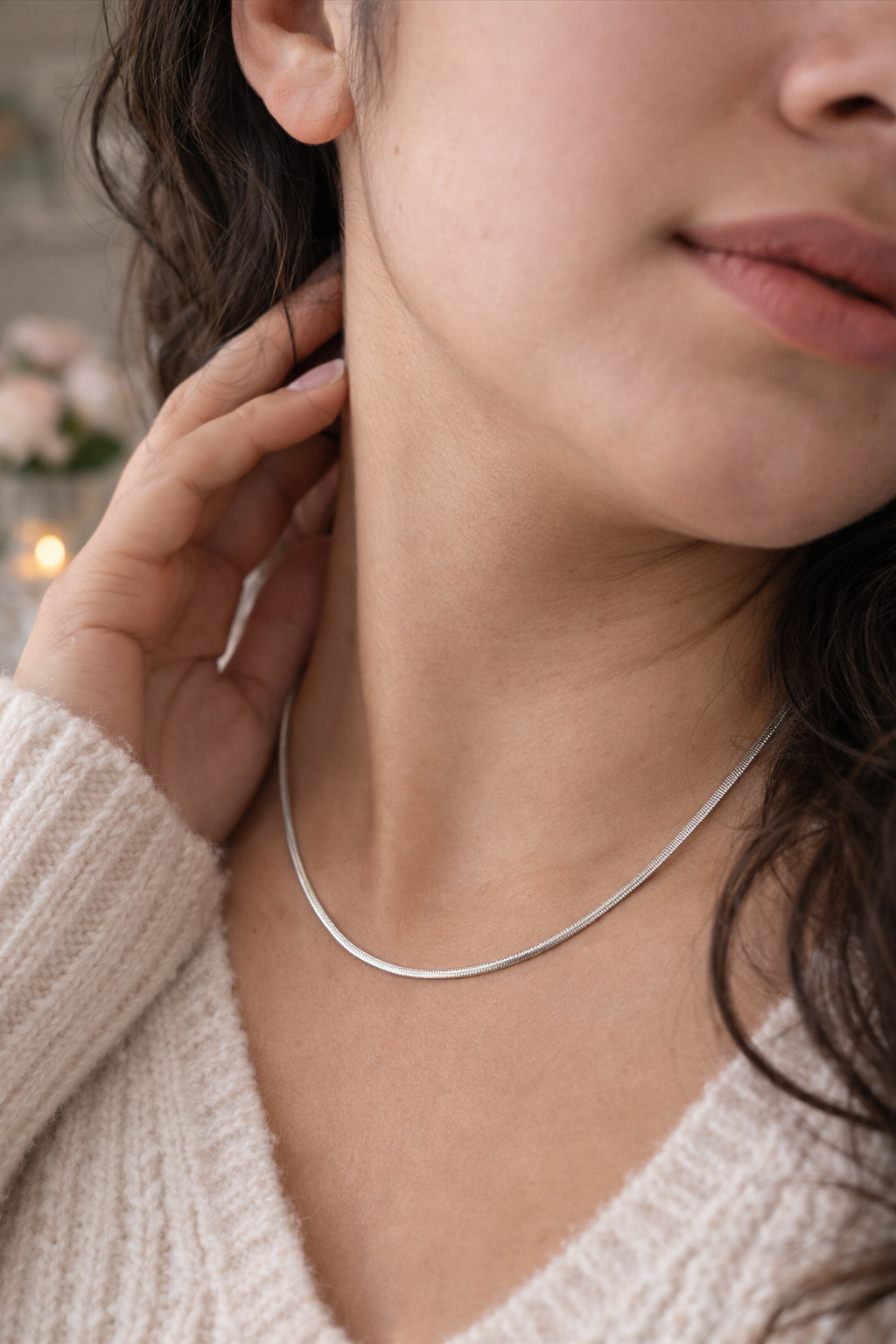 Snake Chain Necklace Sterling Silver 925 18”