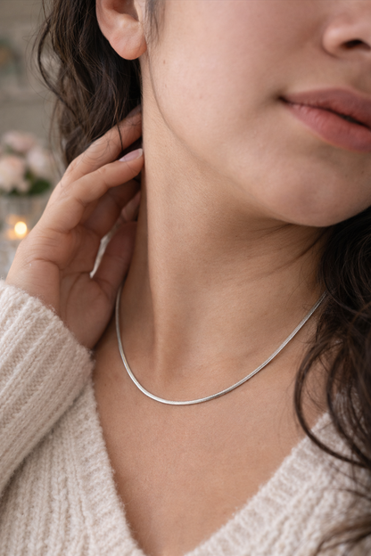 Snake Chain Necklace Sterling Silver 925 18”